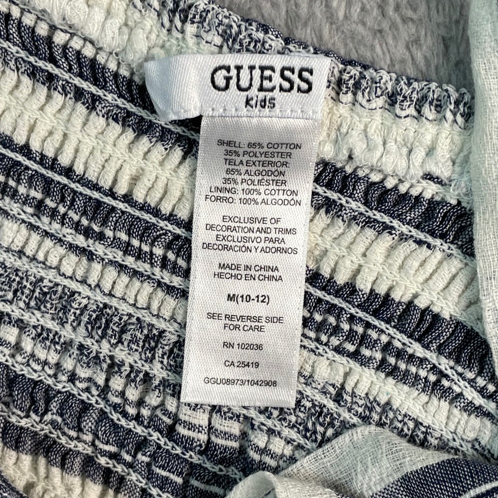 Guess‎ Kids Dress Girls M 10-12 Gray White Plaid Smocked Cargo Sundress - Picture 3 of 12